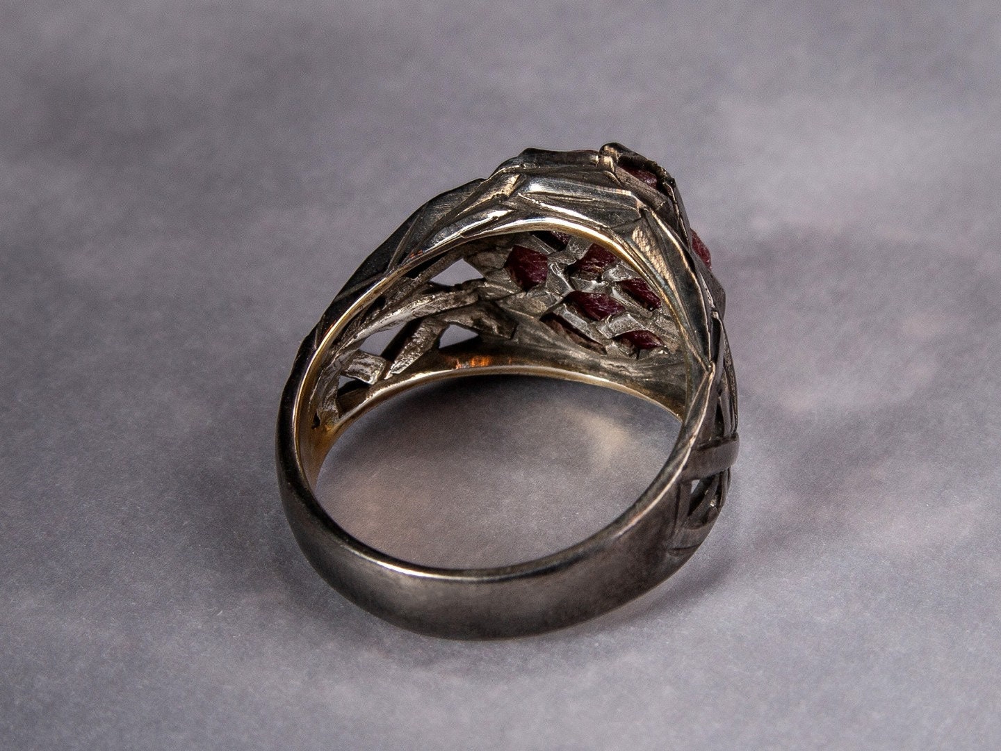 Made to Order: Ruby Crystal Ring Patinated Gold Plated Silver - Etsy