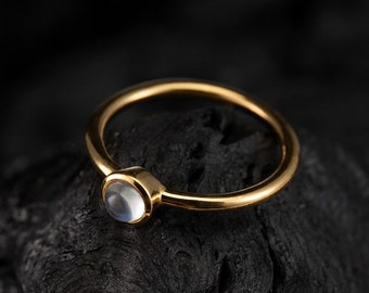 Moonstone Engagement Ring Gold Gemstone Fine Jewellery Beautiful Stone Unisex style ring Gift for Him Her June Birthstone art