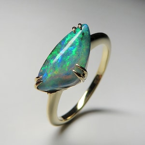 Boulder Opal Gold Ring Natural gemstone Australian Opal Gemstone Gold Bold Jewelry Beautiful Ring Gift Her Engagement ring Unisex