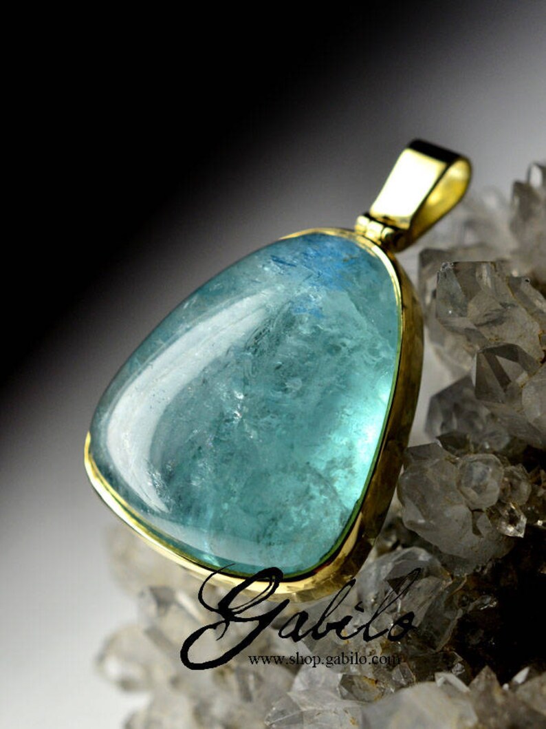 Aquamarine Pendant Gold Him Men Fine Genderless Jewelry Mens Etsy
