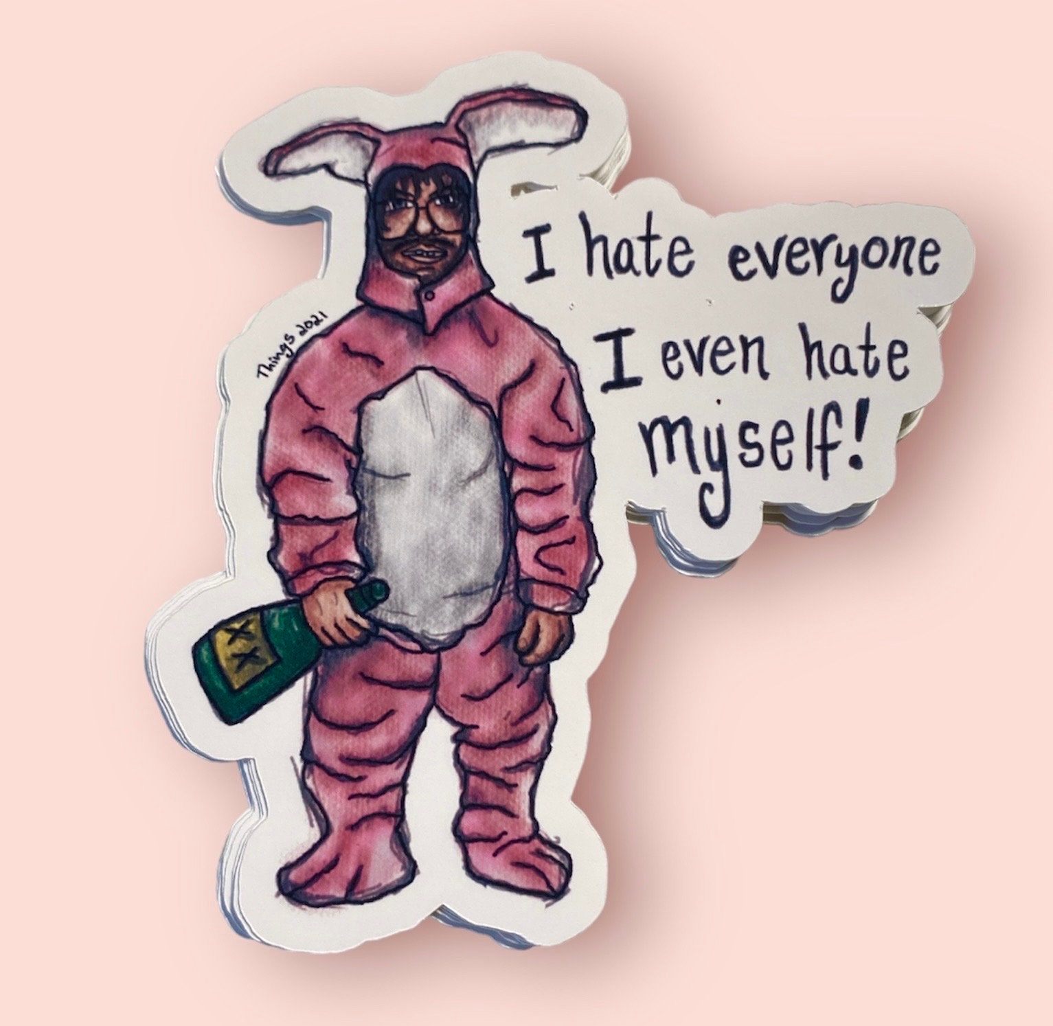 Hank the angry drunken dwarf vinyl sticker bunny costume etsy