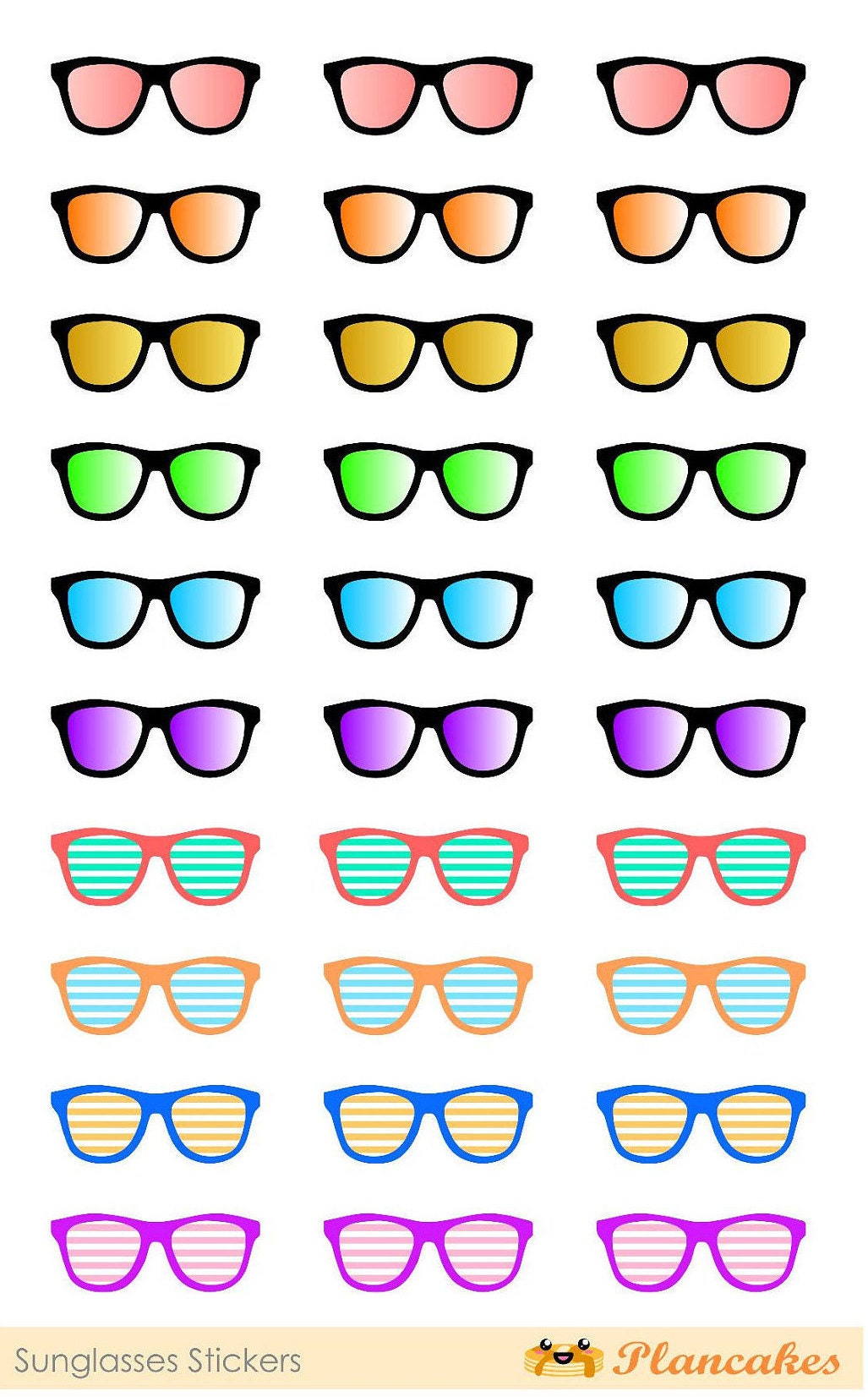 Sunglasses Stickers Summer Stickers Glasses Stickers Etsy