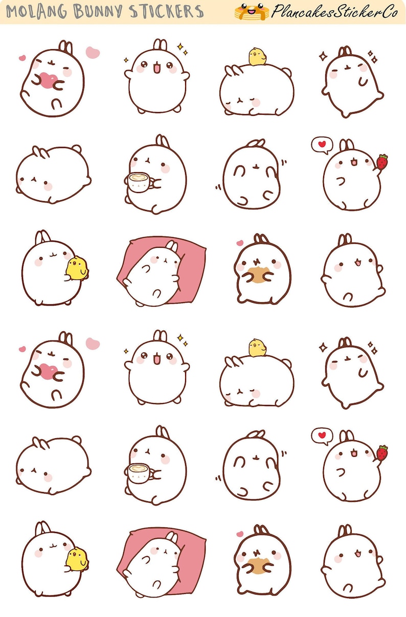 Molang Bunny Stickers Bunny Stickers Animal Stickers Rabbit Etsy