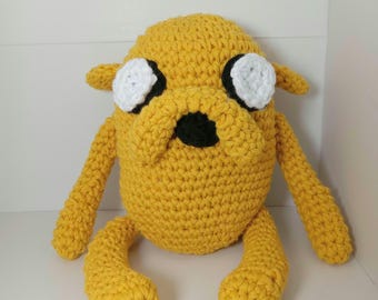 Crocheted Adventure Time Jake Inspired Amigurumi Plushie