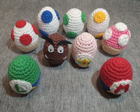 Crocheted Video Game Inspired Easter Eggs; Minecraft, Mario Bros