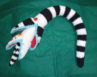 Handmade Crocheted Beetlejuice Inspired Sandworm.