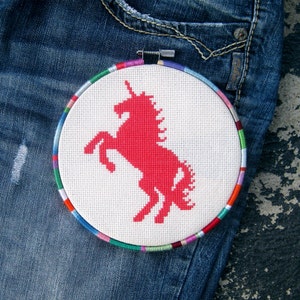 Cross stitch unicorn embroidery, animal cross stitch beginner, unicorn cross stitch pattern, blackwork cute fantasy easy cross stitch charts