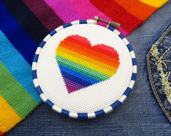 LGBTQ cross stitch pattern, lesbian cross stitch, gay pride cross stitch pdf, handmade gift, heart cross stitch LGBTQ embroidery LGBTQ decor