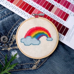 Rainbow cross stitch pattern pdf, LGBT cross stitch, easy cross stitch for kids, simple cross stitch rainbow, LGBTQ, kawaii cross stitch