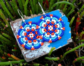 Toho beaded earrings tutorial, seed bead pattern, round peyote beading pattern, beadweaving, seed bead earrings tutorial, gifts for friends