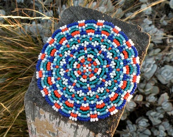 Seed bead tutorial, seed bead pattern, peyote patterns, beading tutorial, beaded coaster, DIY seed bead coaster, bead patterns, bead weaving