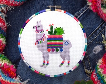 Llama cross stitch pattern, alpaca cross stitch pdf, cute cross stitch, animal cross stitch, no drama llama, embroidery pattern