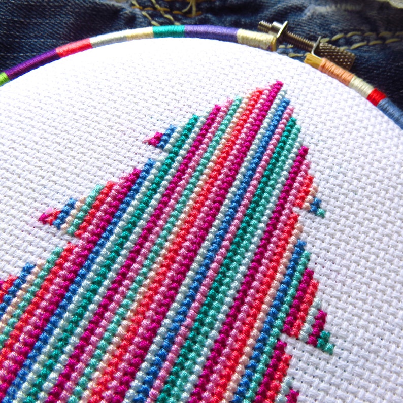 Christmas tree cross stitch pattern, cross stitch beginner, modern cross stitch tree, modern needlepoint, Christmas embroidery pattern