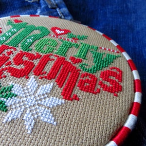 Merry Christmas cross stitch pattern, needlework sampler pdf, Christmas crafts, holiday cross stitch charts hand embroidery needlepoint