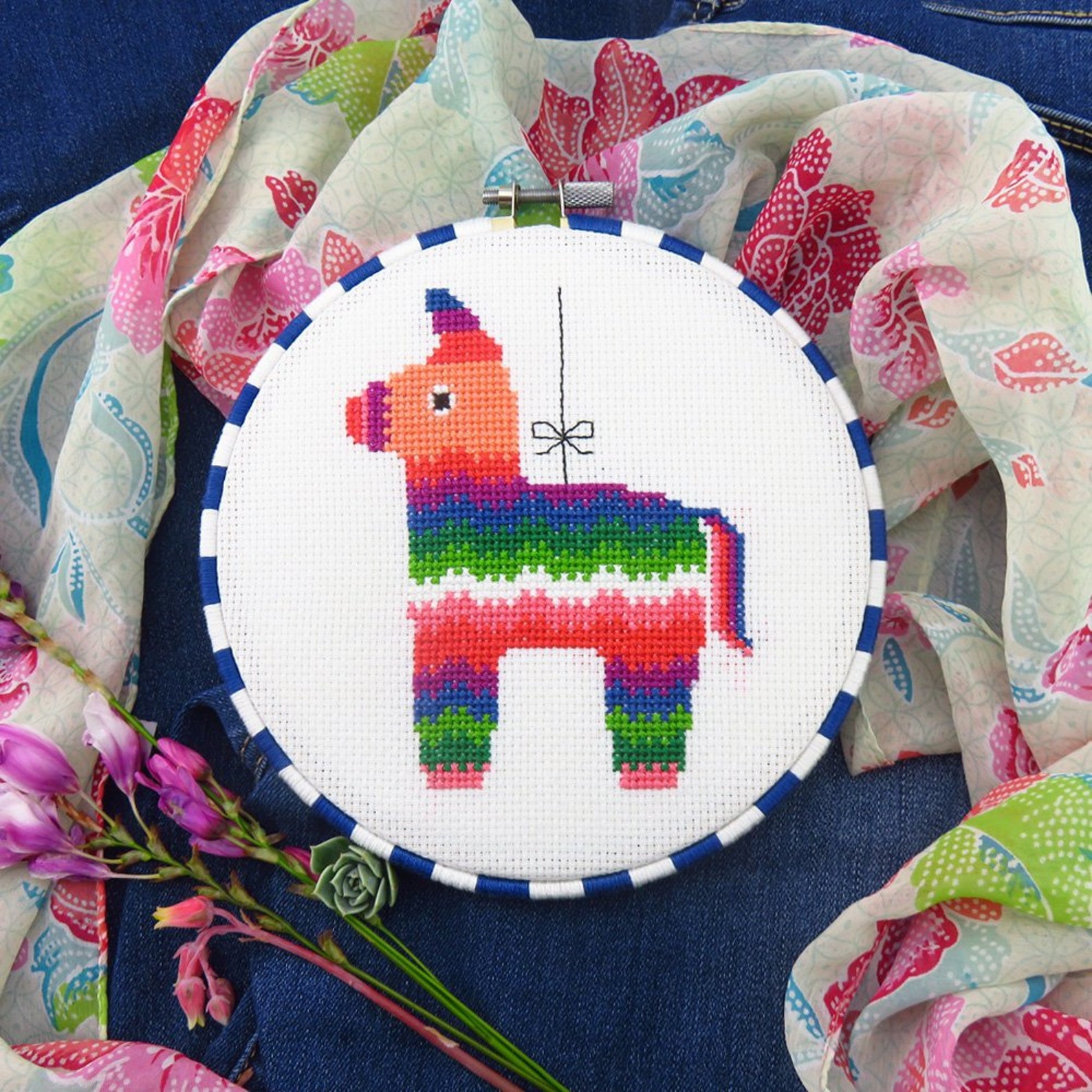 Pinata Birthday Cross Stitch Pattern PDF Cinco De Mayo Etsy Australia Fiesta cactus cross stitch pattern daily cross stitch