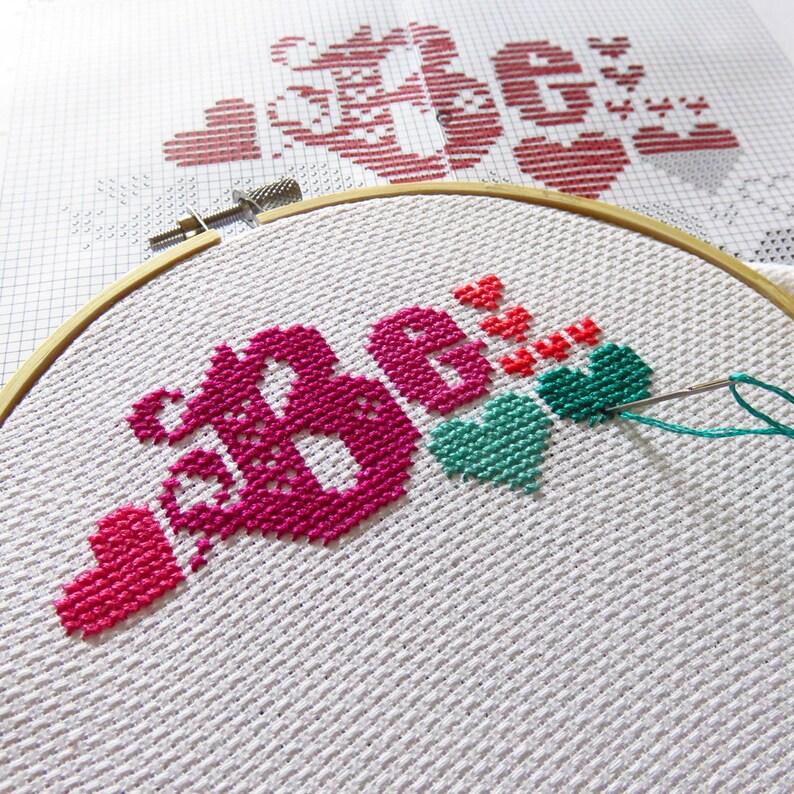Valentines Day Cross Stitch Pattern PDF Heart Cross Stitch | Etsy