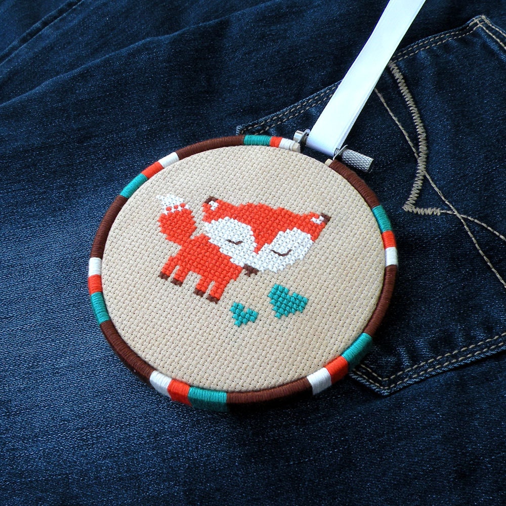 Fox Mother and Baby Embroidery Pattern Fox Baby Fox Pattern Hand