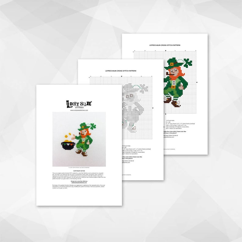 Mini cross stitch leprechaun, St Patricks Day cross stitch pattern, Irish needlepoint, Ireland cross stitch gnome fantasy cross stitch chart