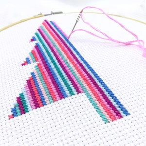 Christmas tree cross stitch pattern, cross stitch beginner, modern cross stitch tree, modern needlepoint, Christmas embroidery pattern