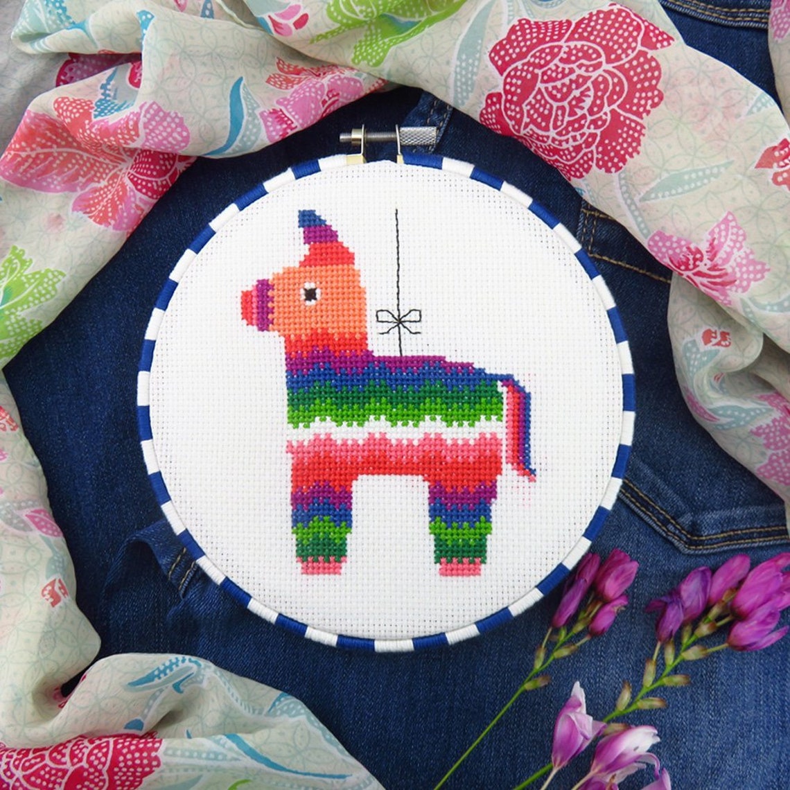 Pinata Birthday Cross Stitch Pattern PDF Cinco De Mayo Etsy Australia Cross stitch chart