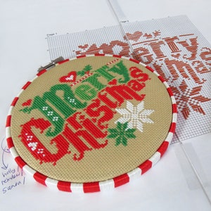 Merry Christmas cross stitch pattern, needlework sampler pdf, Christmas crafts, holiday cross stitch charts hand embroidery needlepoint