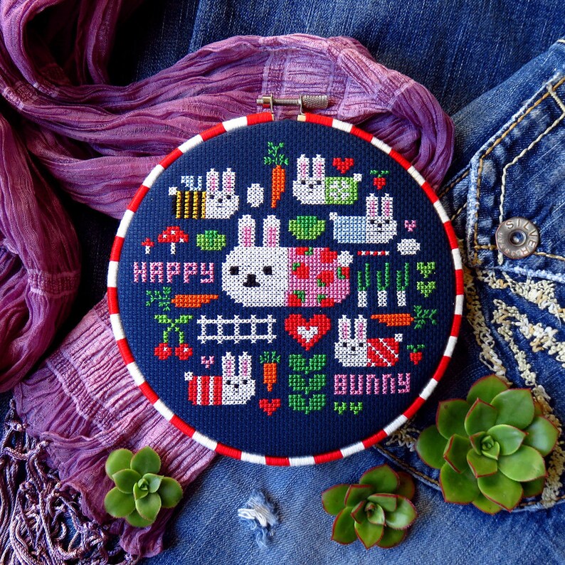 Bunny Cross Stitch Easter Cross Stitch Rabbit Cross Stitch Etsy UK