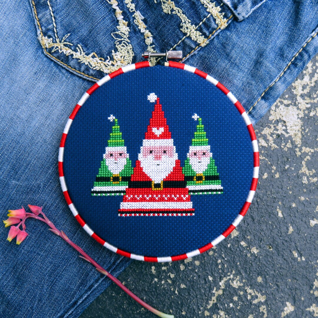Santa Cross Stitch Pattern, Christmas Crafts, Christmas Ornament PDF