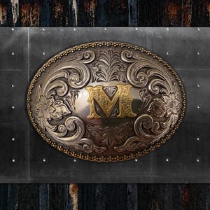 Custom Order For Monique Horton  - Custom Initial M Buckle * German Silver and Brass