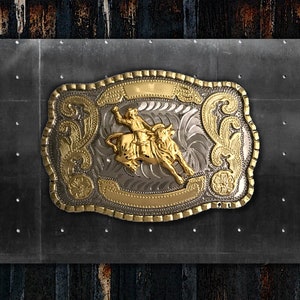 Big Gold Rodeo Belt Buckle with Cowboy Belt