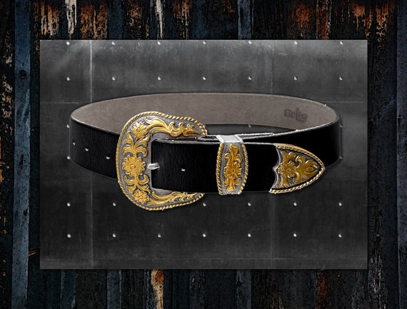 Custom Made Western Belt * Engraved Antique Silver & Gold  display picture 1