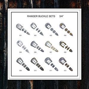Ranger Buckle Sets * 4 pcs. * 3/4&quot; * Silver * Antique Silver * Silver & Gold * Hand Polished * Fits 3/4&quot; (19 mm) Belts * Premium Quality