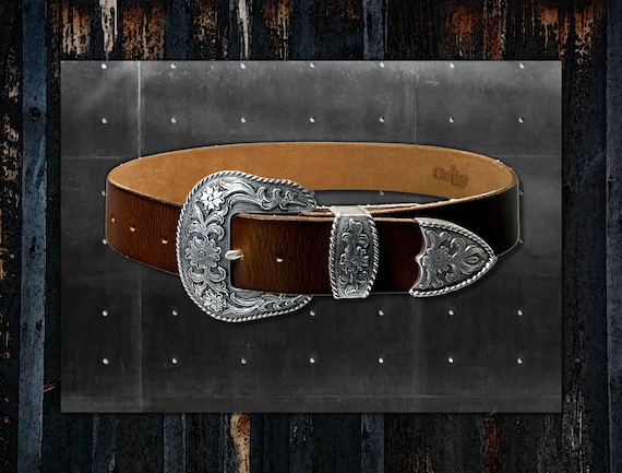 Custom Made Western Belt * Engraved Antique Silver Buckle  display picture 3