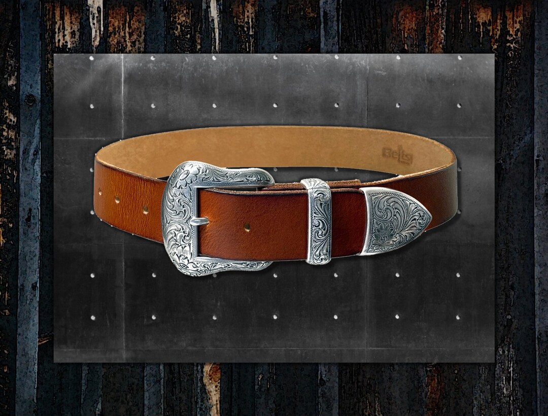 Burnished Western Buckle Belt W2251-CHOC-BURNISHED-M.D-GOAT – Alcala main image 2