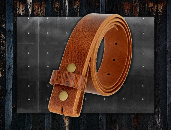 Genuine One Piece Buffalo Leather Mens Belt Strap Vintage Style made in USA