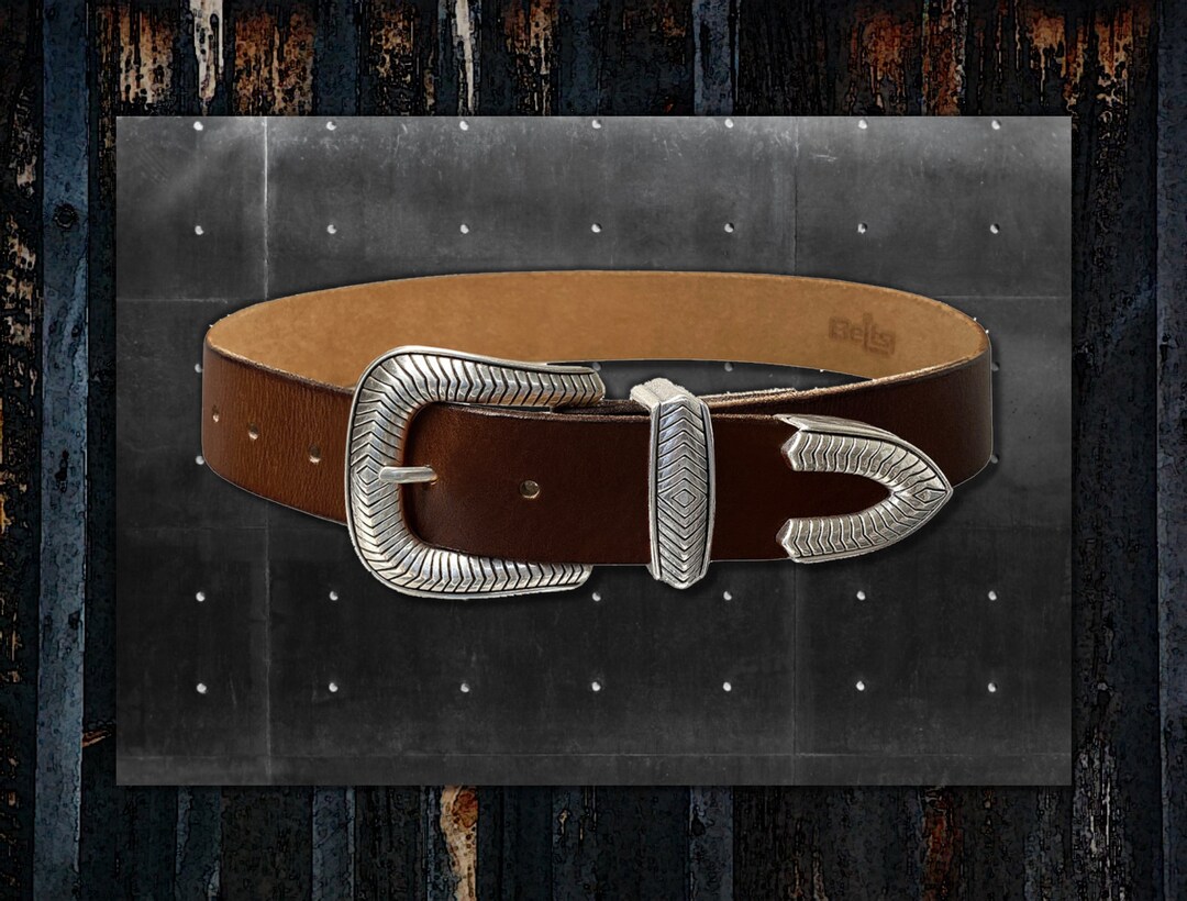 Custom Made Western Belt * Fluted Antique Silver Buckle Set  display picture 1