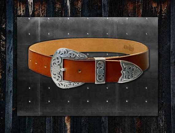 Custom Made Western Belt * Antique Silver Scroll Buckle Set  display picture 2