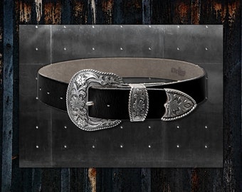 Custom Made Western Belt * Engraved Antique Silver Buckle  display picture 3