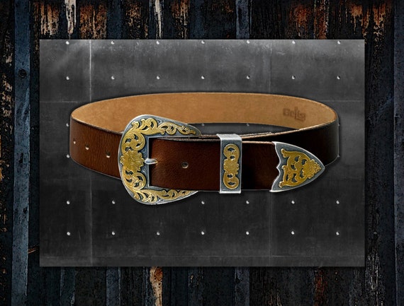 Vintage-Inspired Gold Belt Buckle Set Jaden Belt - Vintage Inspired Gold Buckle Set Black Leather  main image 3