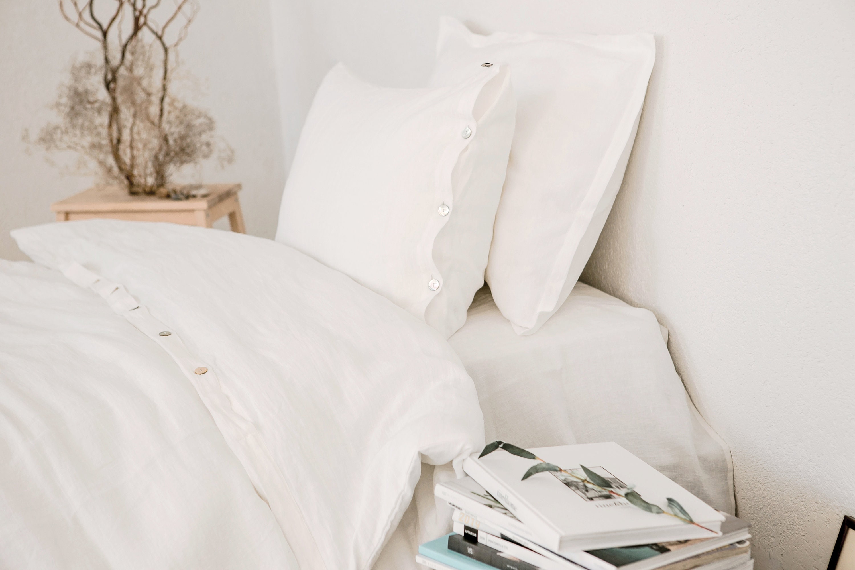 Pure Linen Sheet White Bleached, Linen Flat Sheets, Linen Fitted Sheets, Home Decor, Lithuanian