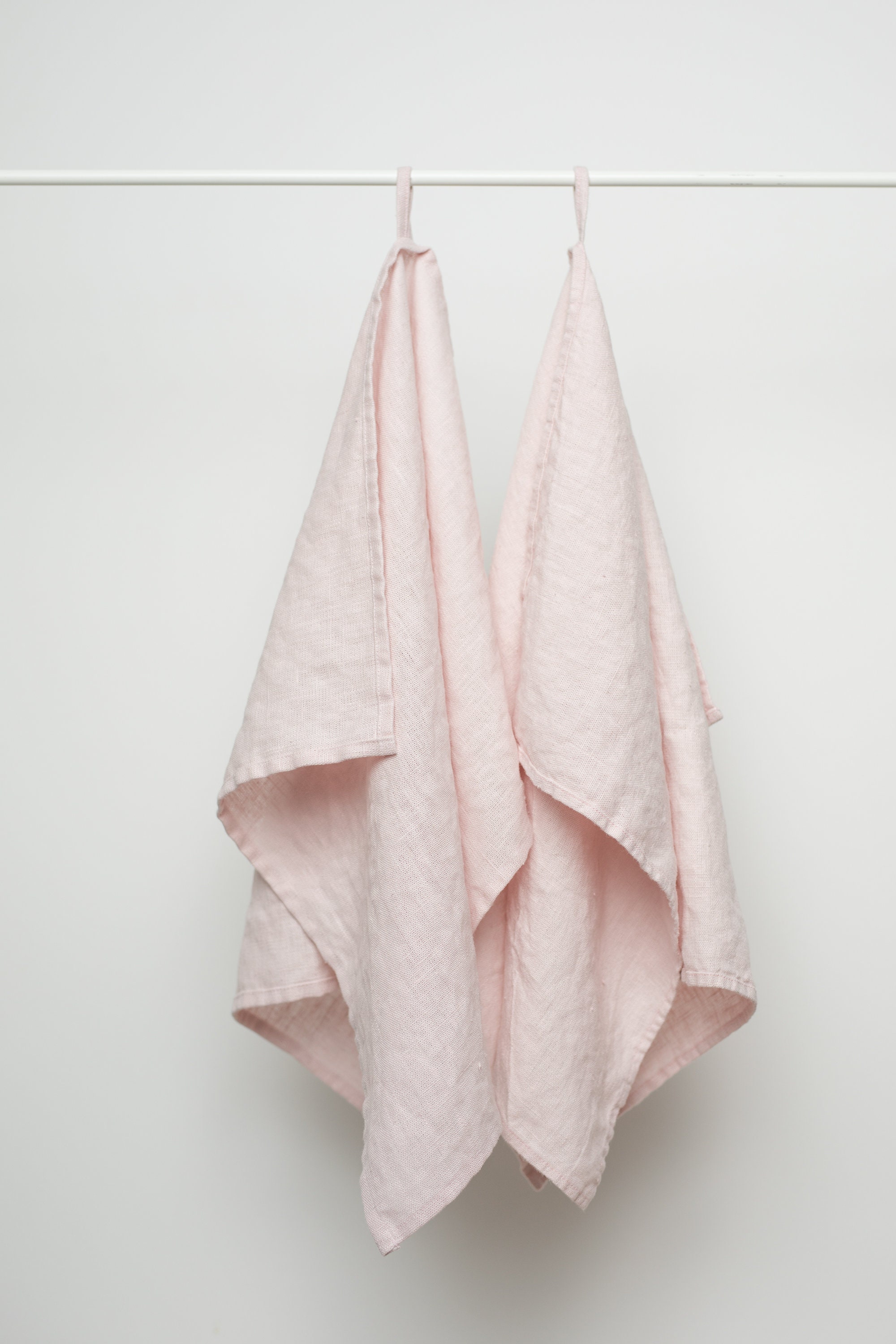 Rustic Pink Linen Kitchen Towels set Softened rustic pink ...