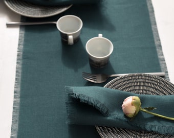 Modern table runner with fridges, Linen napkin with fridges, Variety colours, Wedding linen, Anniversary table runner, Wedding table runner