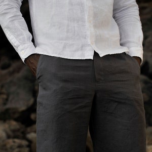 Men's Linen Bermuda Shorts with Pockets for Casual Summer Wear