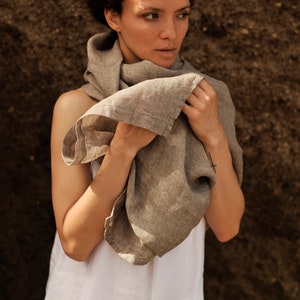 Grey Softened Linen Scarf - A Versatile Linen Gift with Style