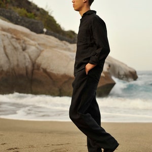 Men's Linen Shirt and Pants Set. Lightweight Summer Outfit. Casual & Classic. Soft Washed Linen. Clothing for men. immagine 2