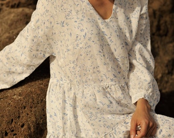 Moeiteloze charme: oversized linnen tuniek/jurk met ruches - Omarm casual elegantie in deze zomer Linen Delight