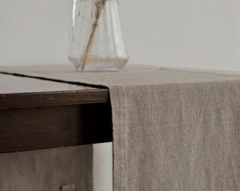 Natural Linen Table Runner: Heavy Weight Fabric. Various colors and sizes. Handmade table decor.