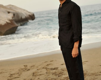 Men's Linen Shirt and Pants Set. Lightweight Summer Outfit. Casual & Classic. Soft Washed Linen. Clothing for men.