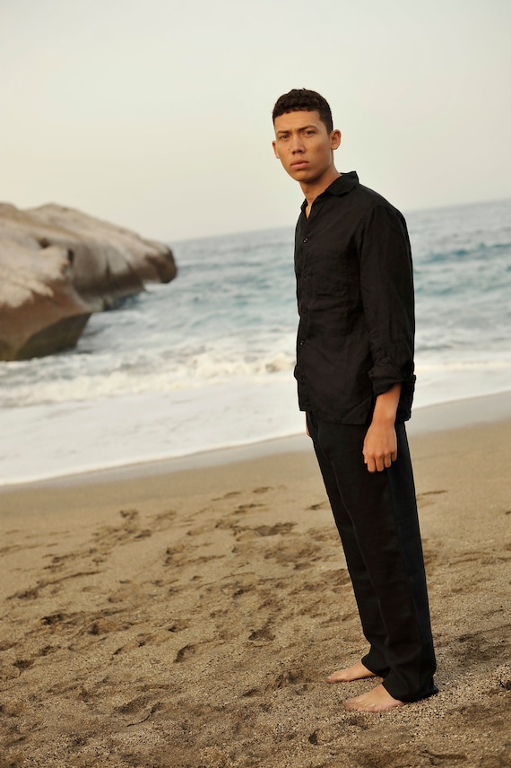 Men's Linen Shirt and Pants Set. Lightweight Summer Outfit. Casual & Classic. Soft Washed Linen. Clothing for men.