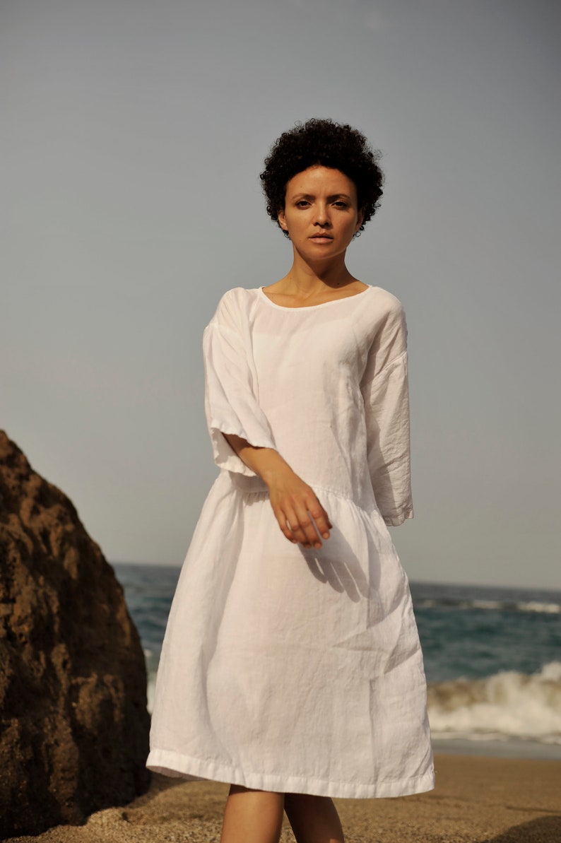 Long Sleeve Linen Dress in 40 Vibrant Colors, Perfect for Casual Summer Style image 1