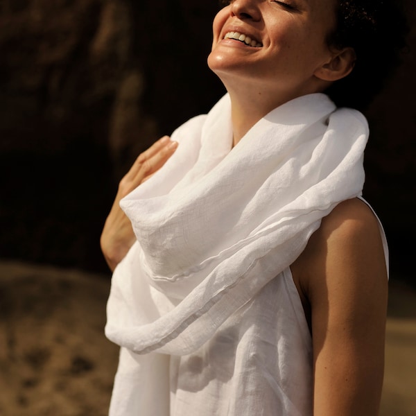 Pure Serenity: The White Linen Scarf